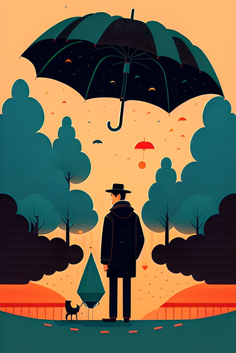 An illustrated umbrella shelters a figure, a visual metaphor for corporate oversight.
